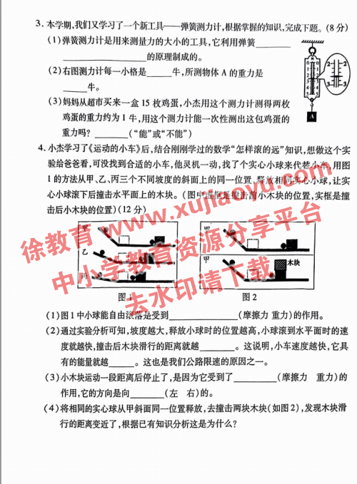 四年级上册科学期末考试卷沛县2023-2024年度