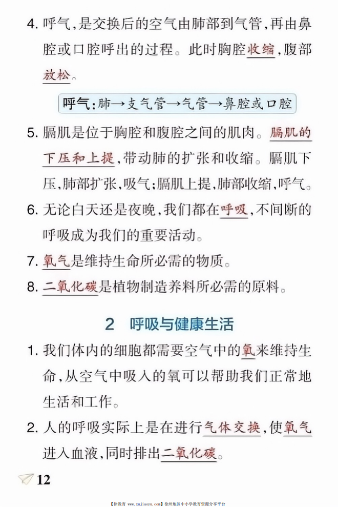 四年级上册科学第二单元知识点总结（教科版）